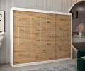Šatníková skriňa s posuvnými dverami YORK - 250x200cm Biela-Dub Artisan