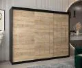 Šatníková skriňa s posuvnými dverami YORK - 250x200cm Čierna-Dub Sonoma