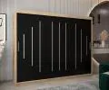 Šatníková skriňa s posuvnými dverami YORK - 250x200cm Dub Sonoma-Čierna