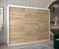 Šatníková skriňa s posuvnými dverami YORK - 250x200cm Biela-Dub Sonoma