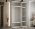 Šatníková skriňa s posuvnými dverami a zrkadlom DAVOS 150 cm | Biela / DUB Artisan / strieborné