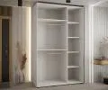 Šatníková skriňa s posuvnými dverami a zrkadlom DAVOS 150 cm | Biela / DUB Artisan / strieborné