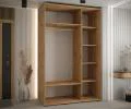Šatníková skriňa s posuvnými dverami a zrkadlom DAVOS 150cm | DUB Artisan / čierna / strieborné