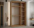 Šatníková skriňa s posuvnými dverami a zrkadlom DAVOS 150cm | DUB Artisan / strieborné pojazdy
