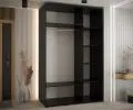 Šatníková skriňa s posuvnými dverami a zrkadlom DAVOS 150cm | Čierna / DUB Artisan / strieborné