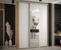 Šatníková skriňa s posuvnými dverami a zrkadlom DAVOS 170cm | DUB Artisan / biela / strieborné