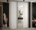 Šatníková skriňa s posuvnými dverami a zrkadlom DAVOS 180cm | Biela / strieborné pojazdy