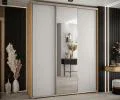 Šatníková skriňa s posuvnými dverami a zrkadlom DAVOS 190cm | DUB Artisan / biela / strieborné