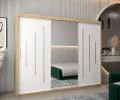 Šatníková skriňa s posuvnými dverami a zrkadlom YORK - 250x200cm Dub Sonoma-Biela
