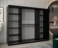 Šatníková skriňa s posuvnými dverami a zrkadlom YORK1 - 250x200cm Čierna-Dub Artisan