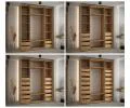 Šatníková skriňa s posuvnými dverami a zrkadlom DAVOS 200cm | DUB Artisan / čierne pojazdy