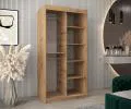 Šatníková skriňa s posuvnými dverami a zrkadlom YORK2 - 100x200cm Dub Artisan-Biala