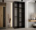 Šatníková skriňa s posuvnými dverami DAVOS 100cm | Čierna / biela / strieborné pojazdy