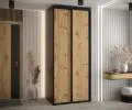 Šatníková skriňa s posuvnými dverami DAVOS 100cm | Čierna / DUB Artisan / čierne pojazdy