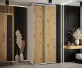 Šatníková skriňa s posuvnými dverami DAVOS 100cm | Biela / DUB Artisan / strieborné