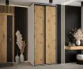 Šatníková skriňa s posuvnými dverami DAVOS 100cm | Biela / DUB Artisan / čierne pojazdy