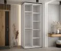 Šatníková skriňa s posuvnými dverami DAVOS 100cm | Biela / DUB Artisan / čierne pojazdy