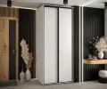 Šatníková skriňa s posuvnými dverami DAVOS 100 cm | Biela / čierne pojazdy