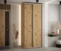 Šatníková skriňa s posuvnými dverami DAVOS 100cm | DUB Artisan / strieborné pojazdy