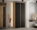 Šatníková skriňa s posuvnými dverami DAVOS 100cm | DUB Artisan / čierna / strieborné