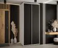 Šatníková skriňa s posuvnými dverami DAVOS 120cm | Biela / čierna / strieborné pojazdy