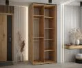 Šatníková skriňa s posuvnými dverami DAVOS 120cm | DUB Artisan / čierna / čierne pojazdy
