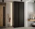 Šatníková skriňa s posuvnými dverami DAVOS 120cm | Čierna / čierne pojazdy