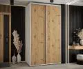 Šatníková skriňa s posuvnými dverami DAVOS 140cm | Biela / DUB Artisan / strieborné