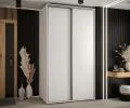 Šatníková skriňa s posuvnými dverami DAVOS 140cm | Biela / strieborné pojazdy