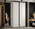 Šatníková skriňa s posuvnými dverami DAVOS 140 cm | Biela / čierne pojazdy