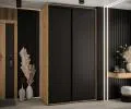 Šatníková skriňa s posuvnými dverami DAVOS 140cm | DUB Artisan / čierna / čierne pojazdy