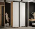 Šatníková skriňa s posuvnými dverami DAVOS 140cm | DUB Artisan / biela / čierne pojazdy
