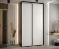Šatníková skriňa s posuvnými dverami DAVOS 140cm | Čierna / biela / strieborné pojazdy