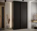Šatníková skriňa s posuvnými dverami DAVOS 140cm | Čierna / čierne pojazdy