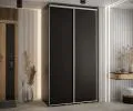 Šatníková skriňa s posuvnými dverami DAVOS 140cm | Čierna / strieborné pojazdy