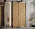 Šatníková skriňa s posuvnými dverami DAVOS 140cm | Čierna / DUB Artisan / strieborné