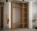 Šatníková skriňa s posuvnými dverami DAVOS 150cm | DUB Artisan / biela / strieborné