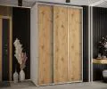 Šatníková skriňa s posuvnými dverami DAVOS 150cm | Biela / DUB Artisan / strieborné
