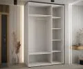 Šatníková skriňa s posuvnými dverami DAVOS 150cm | Biela / strieborné pojazdy