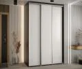 Šatníková skriňa s posuvnými dverami DAVOS 150cm | Čierna / biela / strieborné pojazdy