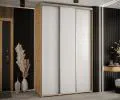 Šatníková skriňa s posuvnými dverami DAVOS 160cm | DUB Artisan / biela / strieborné