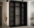 Šatníková skriňa s posuvnými dverami DAVOS 160cm | Čierna / DUB Artisan / čierne pojazdy