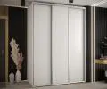 Šatníková skriňa s posuvnými dverami DAVOS 170cm | Biela / strieborné pojazdy