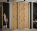 Šatníková skriňa s posuvnými dverami DAVOS 180cm | Biela / DUB Artisan / strieborné