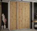 Šatníková skriňa s posuvnými dverami DAVOS 190cm | Biela / DUB Artisan / strieborné