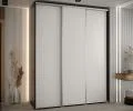 Šatníková skriňa s posuvnými dverami DAVOS 190cm | Čierna / biela / strieborné pojazdy