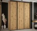 Šatníková skriňa s posuvnými dverami DAVOS 190cm | DUB Artisan / čierne pojazdy