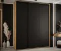 Šatníková skriňa s posuvnými dverami DAVOS 190cm | DUB Artisan / čierna / čierne pojazdy