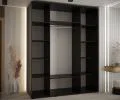 Šatníková skriňa s posuvnými dverami DAVOS 200cm | Čierna / DUB Artisan / čierne pojazdy