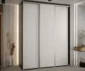 Šatníková skriňa s posuvnými dverami DAVOS 200cm | Čierna / biela / strieborné pojazdy